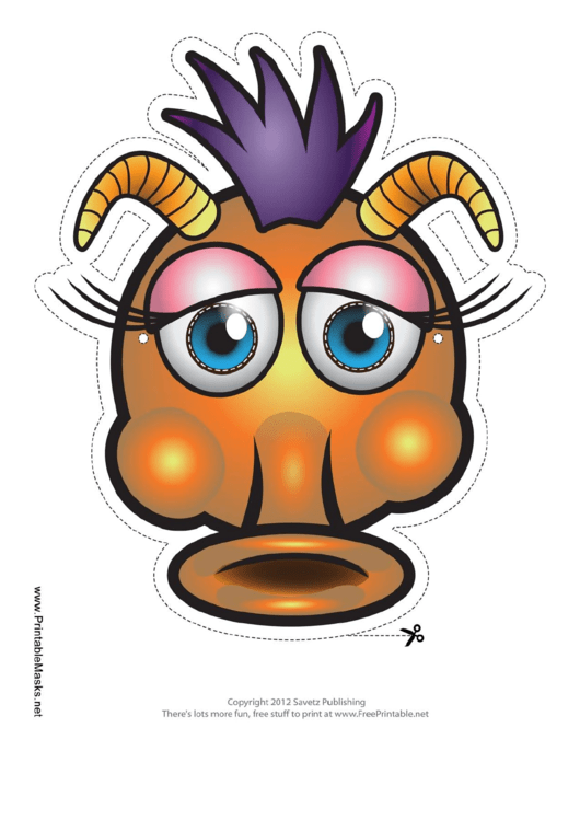 Monster Silly Horns Mask Template Printable pdf