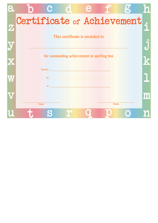 Certificate Of Achievement Template printable pdf download
