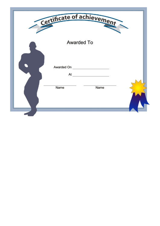 Body Building Achievement Male Certificate Printable pdf