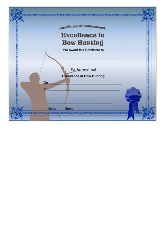 Hunting Bow Achievement Certificate Printable pdf