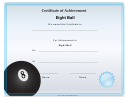 Eight Ball Achievement Certificate