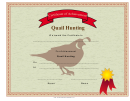 Hunting Quail Achievement Certificate