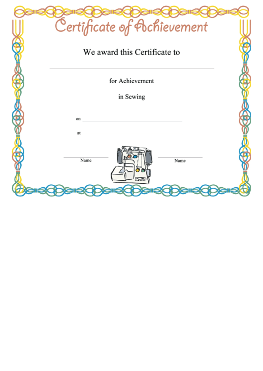 Sewing Achievement Printable pdf