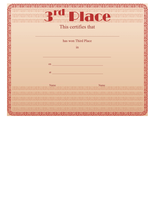 3rd Place Certificate Templates Printable pdf