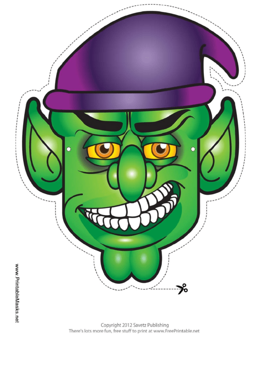 Goblin Male Mask Template Printable pdf