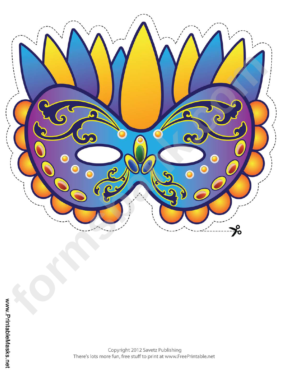 Mardi Gras Celebration Mask Template printable pdf download