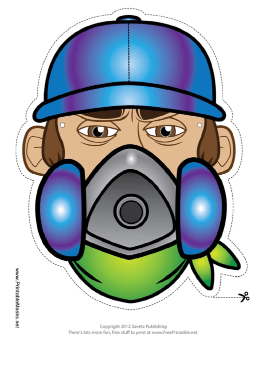 Graffiti Artist Male Mask Template Printable pdf