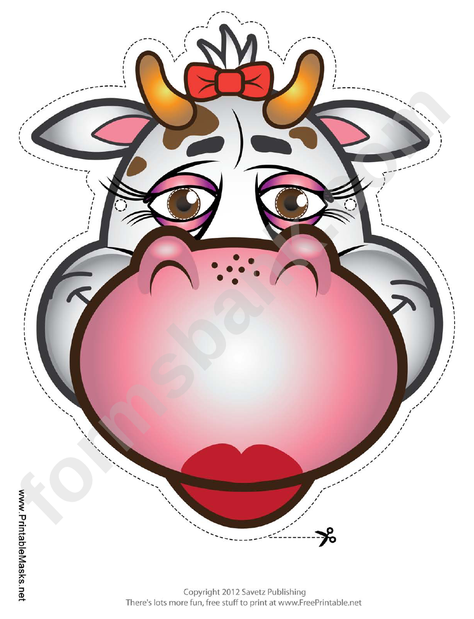 Cow Ribbon Mask Template