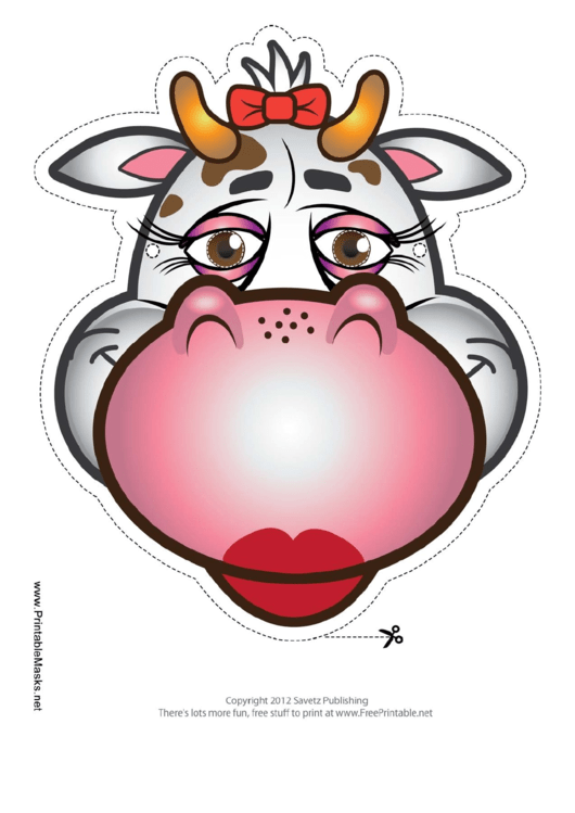 Cow Ribbon Mask Template Printable pdf