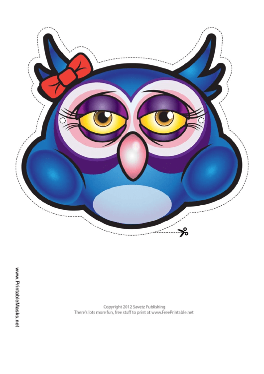 Owl Bow Mask Template Printable pdf