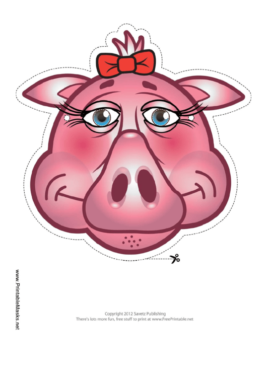 Pig Bow Mask Template Printable pdf