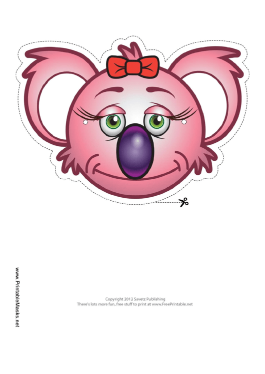 Koala Bow Mask Template Printable pdf