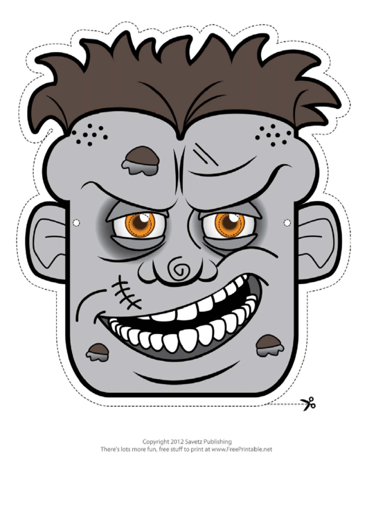 Zombie Male Mask Template Printable pdf