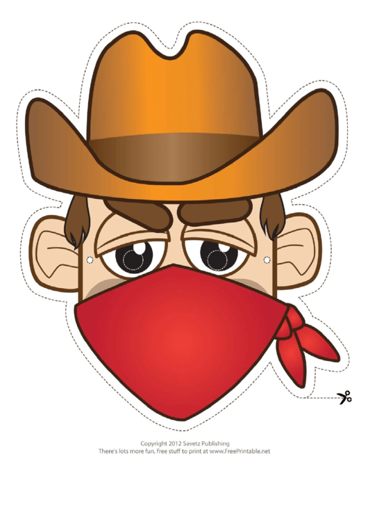 Bandit Cowboy Mask Template Printable pdf