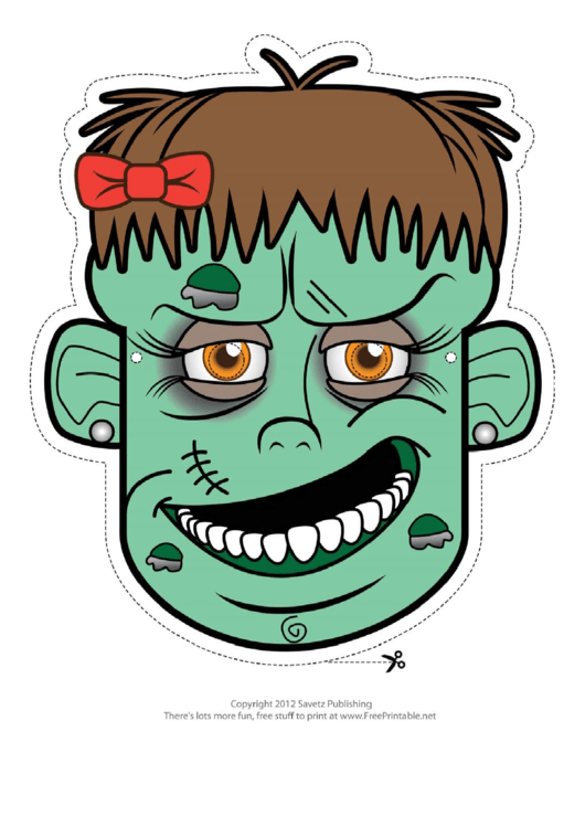 Zombie Female Mask Template Printable pdf