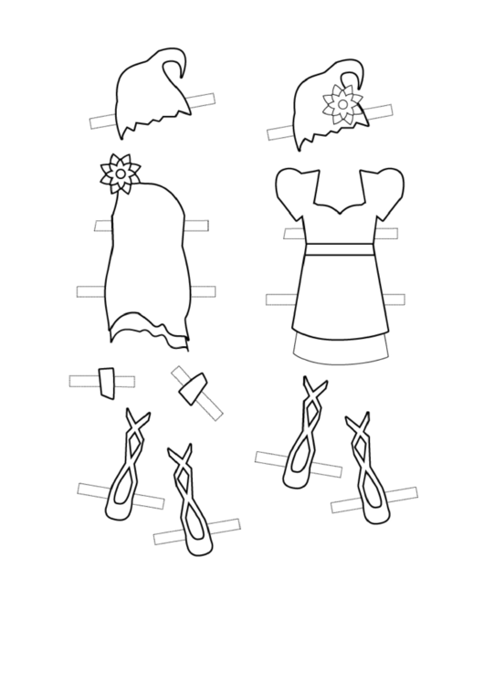 Fairy Paper Doll Outfits With Hats To Color Printable pdf