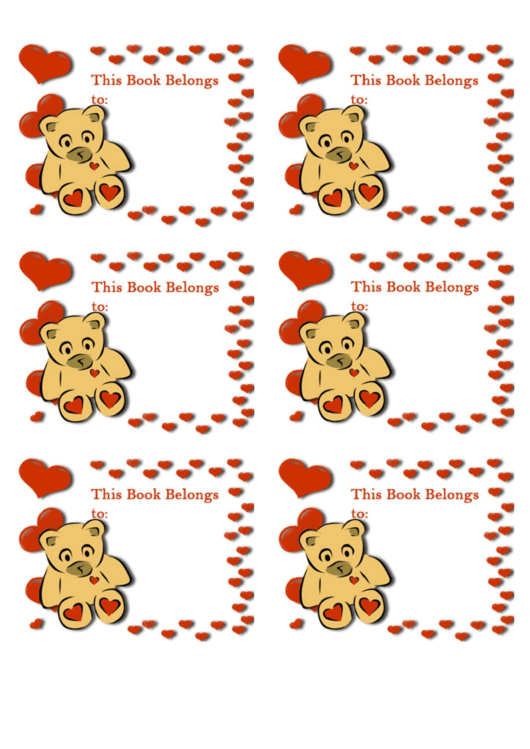 Teddy Bear Bookplates Printable pdf