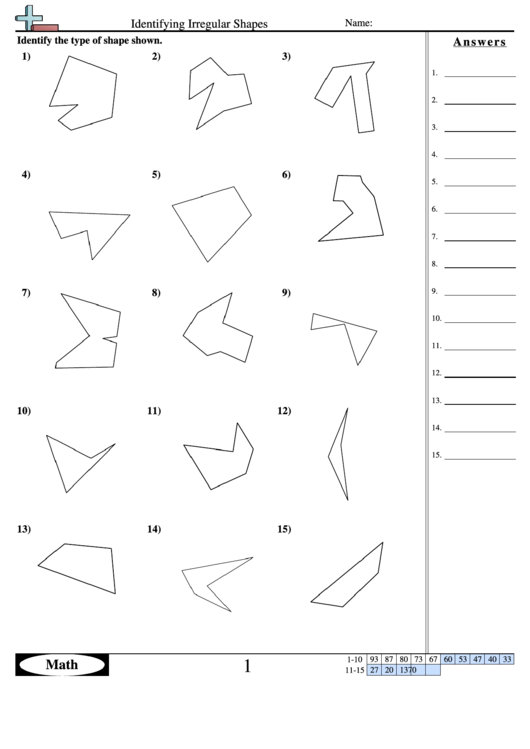 Identifying Irregular Shapes - Geometry Worksheet With Answers Printable pdf