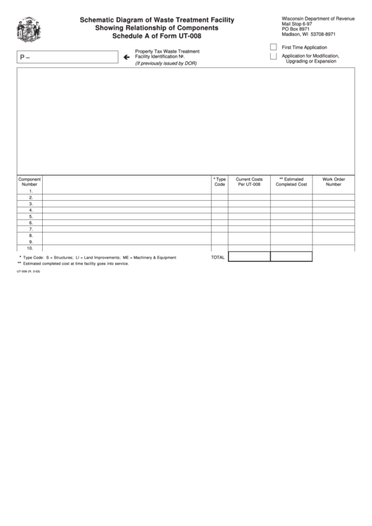 Form Ut-009 - Schematic Diagram Of Waste Treatment Facility Showing Relationship Of Components Printable pdf
