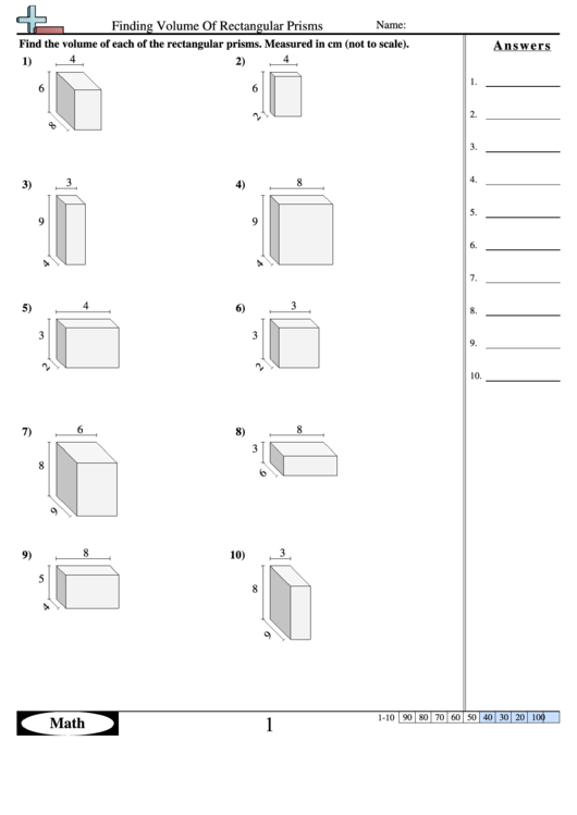 Finding Volume Of Rectangular Prisms Volume Worksheet With Answers Printable Pdf Download