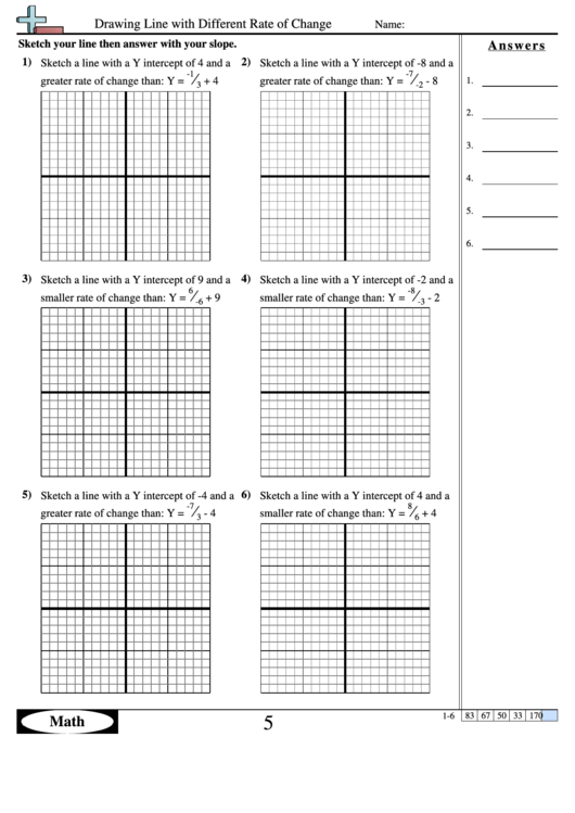 Drawing Line With Different Rate Of Change - Coordinate Worksheet With Answers Printable pdf