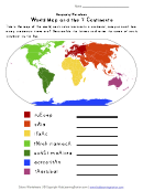 World Map And The 7 Continents Geography Worksheet
