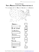State Names And Their Abbreviations Ii Geography Worksheet