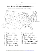 State Names And Their Abbreviations Ill Geography Worksheet