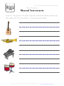 Indentify Musical Instruments Worksheet