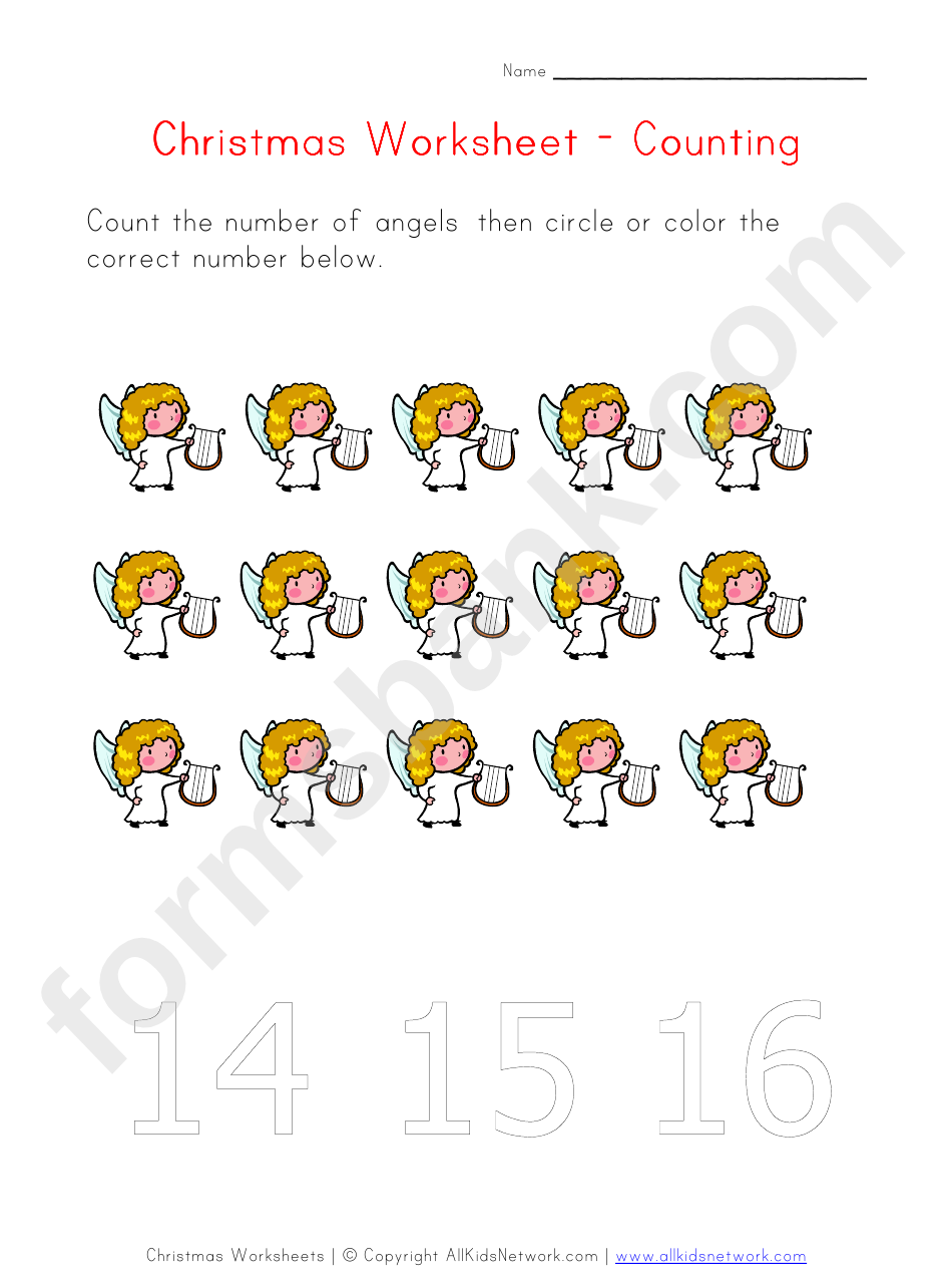 Christmas Worksheet - Count To Fifteen