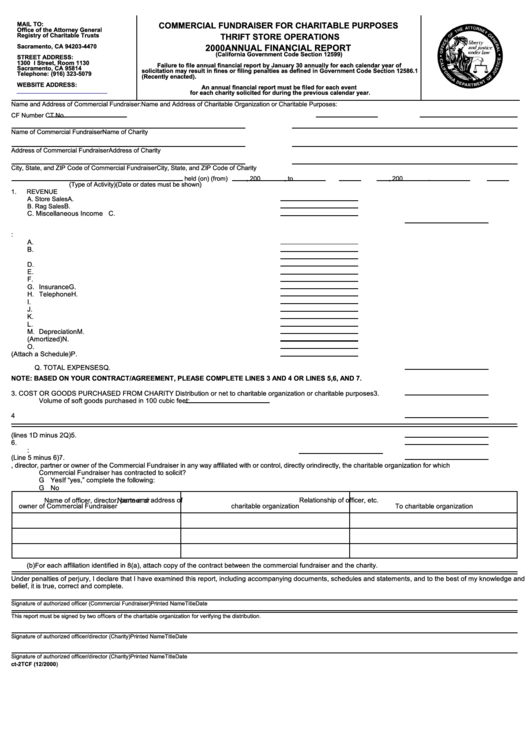 Form Ct-2tcf - Annual Financial Report - 2000 Printable pdf