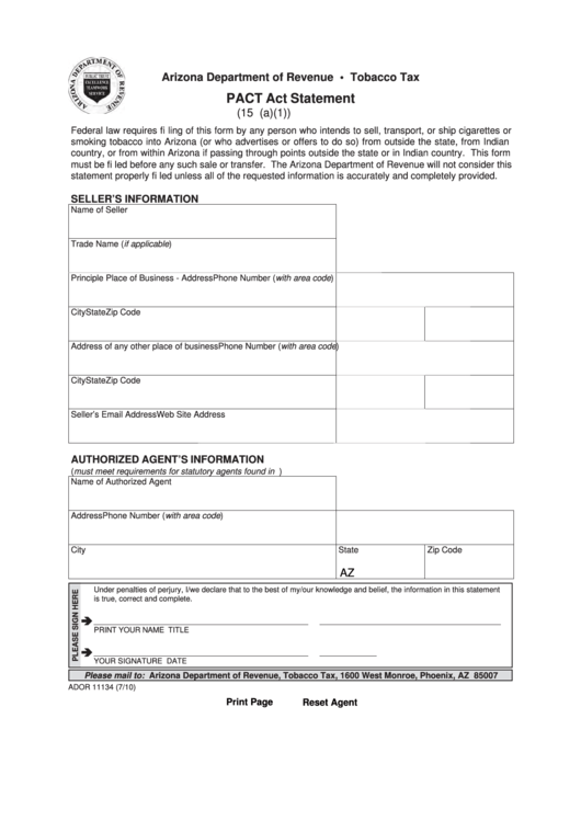 Fillable Form Ador 11134 - Pact Act Statement Form Printable pdf