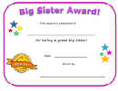 Big Sister Award Certificate Template