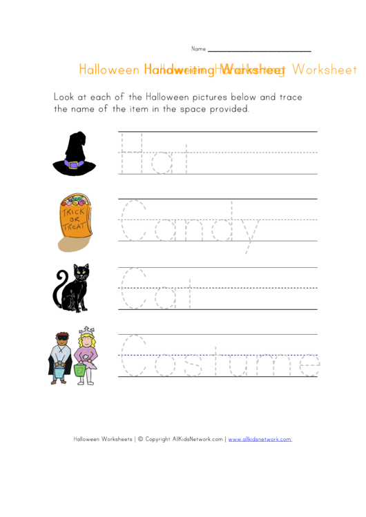 Halloween Handwriting Worksheet Printable pdf