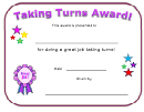 Taking Turns Award Certificate Template