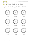Telling Time Worksheet - Draw Hands On The Clock