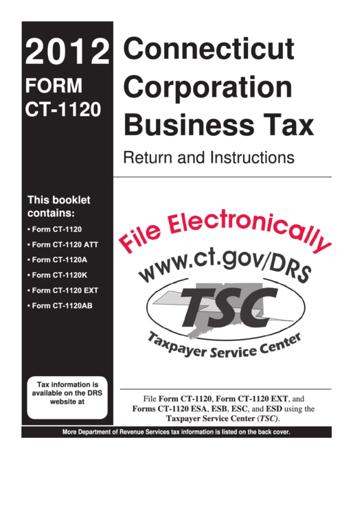 Instructions For Form Ct-1120 - Connecticut Corporation Business Tax - 2012 Printable pdf