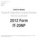 Form It-20np - Nonprofit Organization Unrelated Business Income Tax Booklet - 2012