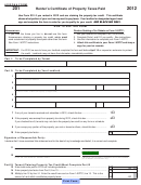 Arizona Form 201 - Renter's Certificate Of Property Taxes Paid - 2012