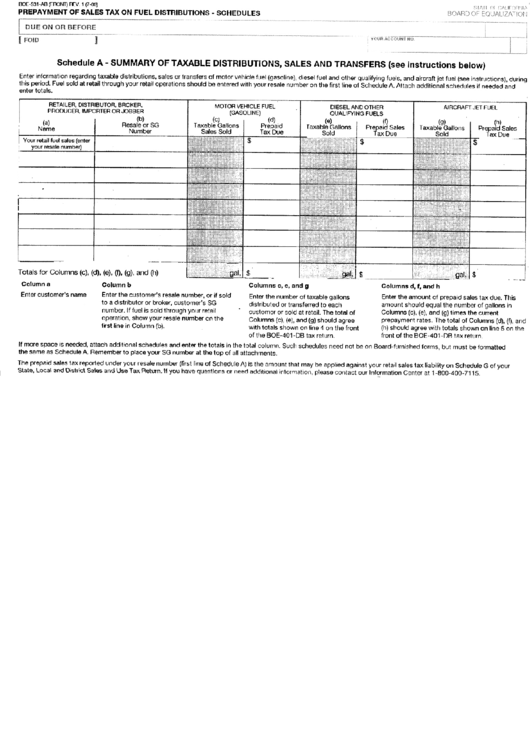 Form Boe-531-Ab - Payment Of Sales Tax Fuel Distributions - Schedules Printable pdf