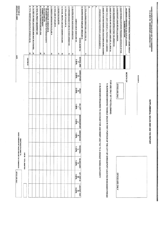 Supplemental Sales And Tax Report - Shreveport Printable pdf