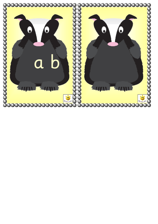 Lc Badger Alphabet Cards Template - Lower Case Letters Printable pdf