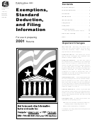 Publication 501 - Exemptions, Standard Deduction, And Filing Information - 2001 Printable pdf