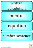 Math Vocabulary Cards Template - Blue