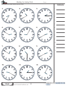 Reading An Analog Clock - Measurement Worksheet With Answers