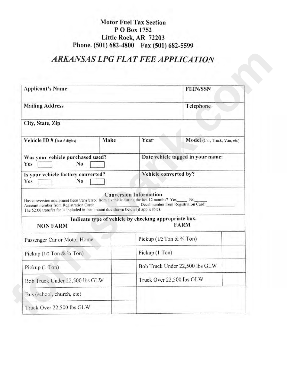 Arkansas Lpg Flat Fee Application Form