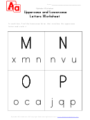 Matching Uppercase And Lowercase Letters Worksheet - M To P - In Boxes