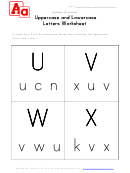 Matching Uppercase And Lowercase Letters Worksheet - U To X - In Boxes