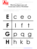 Matching Uppercase And Lowercase Letters Worksheet - E To H - In Rows