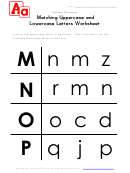 Matching Uppercase And Lowercase Letters Worksheet - M To P - In Rows